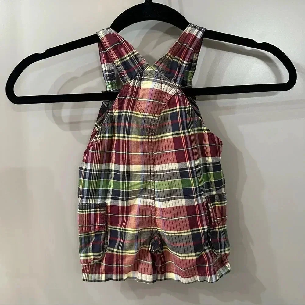Ralph Lauren Plaid Shortall Overalls Cotton 6mo